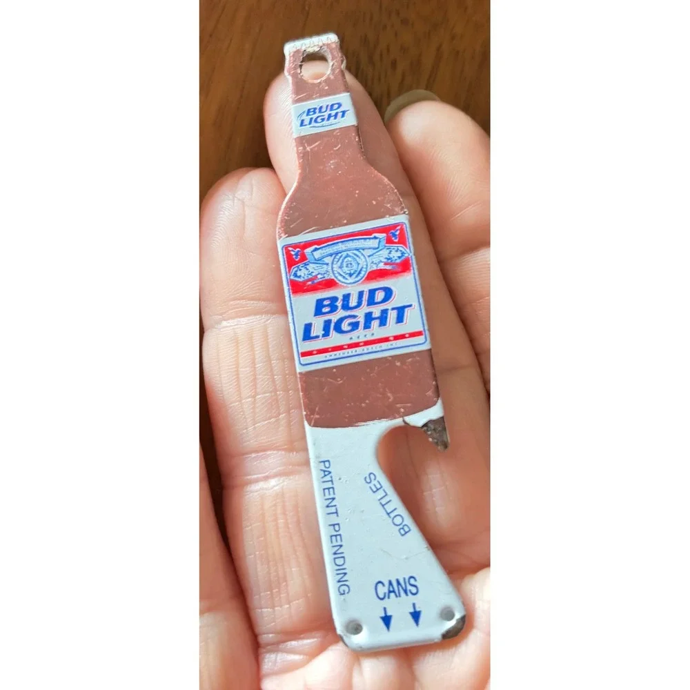 Vintage Bud Light Bottle Opener Can Tab Lifter Keychain Tool Multi-Use Barware